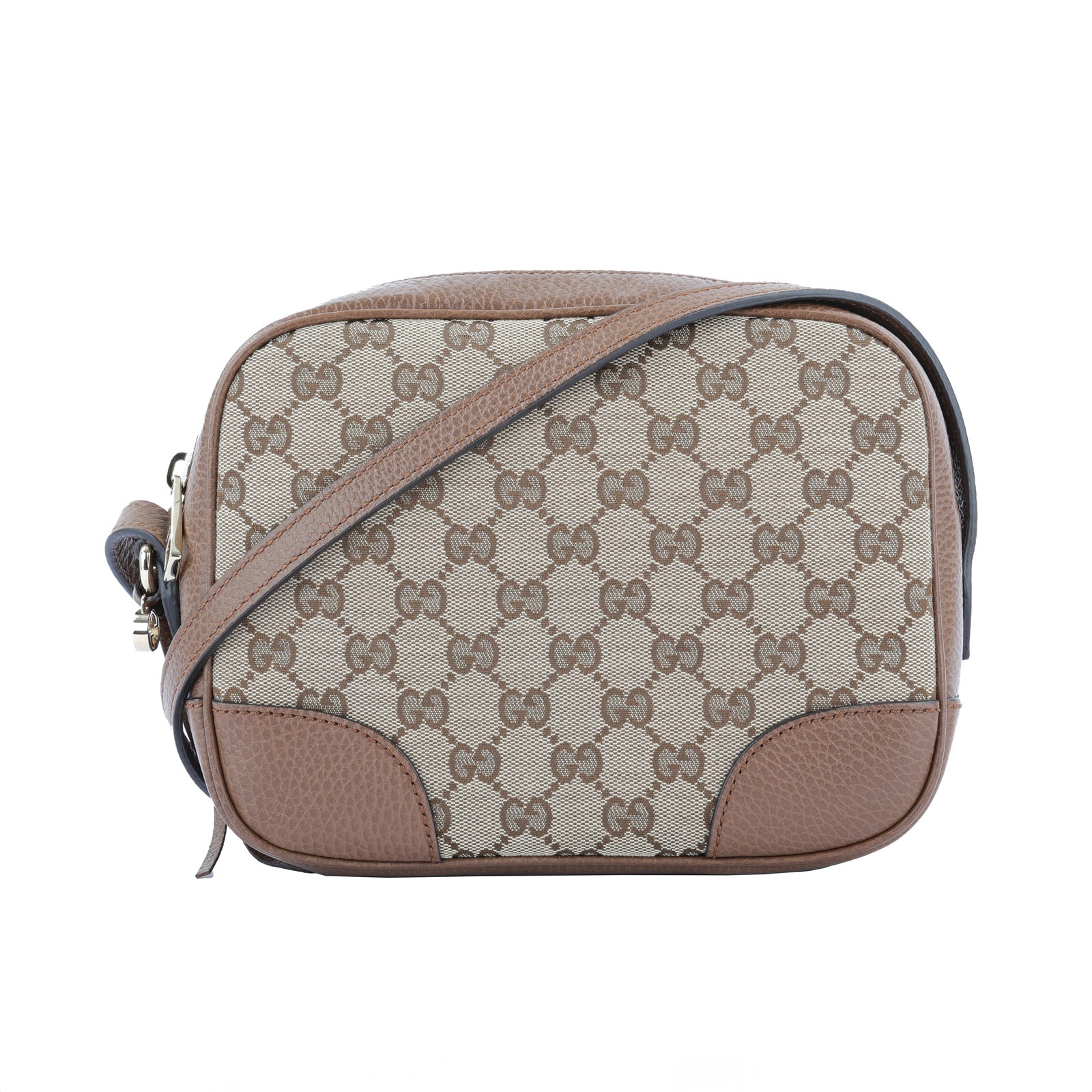 古馳 GUCCI 相機包 449413 咖雙G緹花皮飾邊斜背小方包 無附屬品