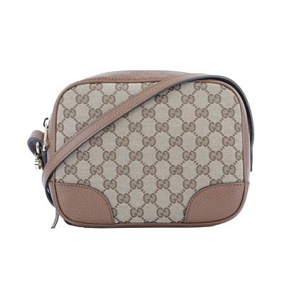 古馳 GUCCI 相機包 449413 咖雙G緹花皮飾邊斜背小方包 無附屬品