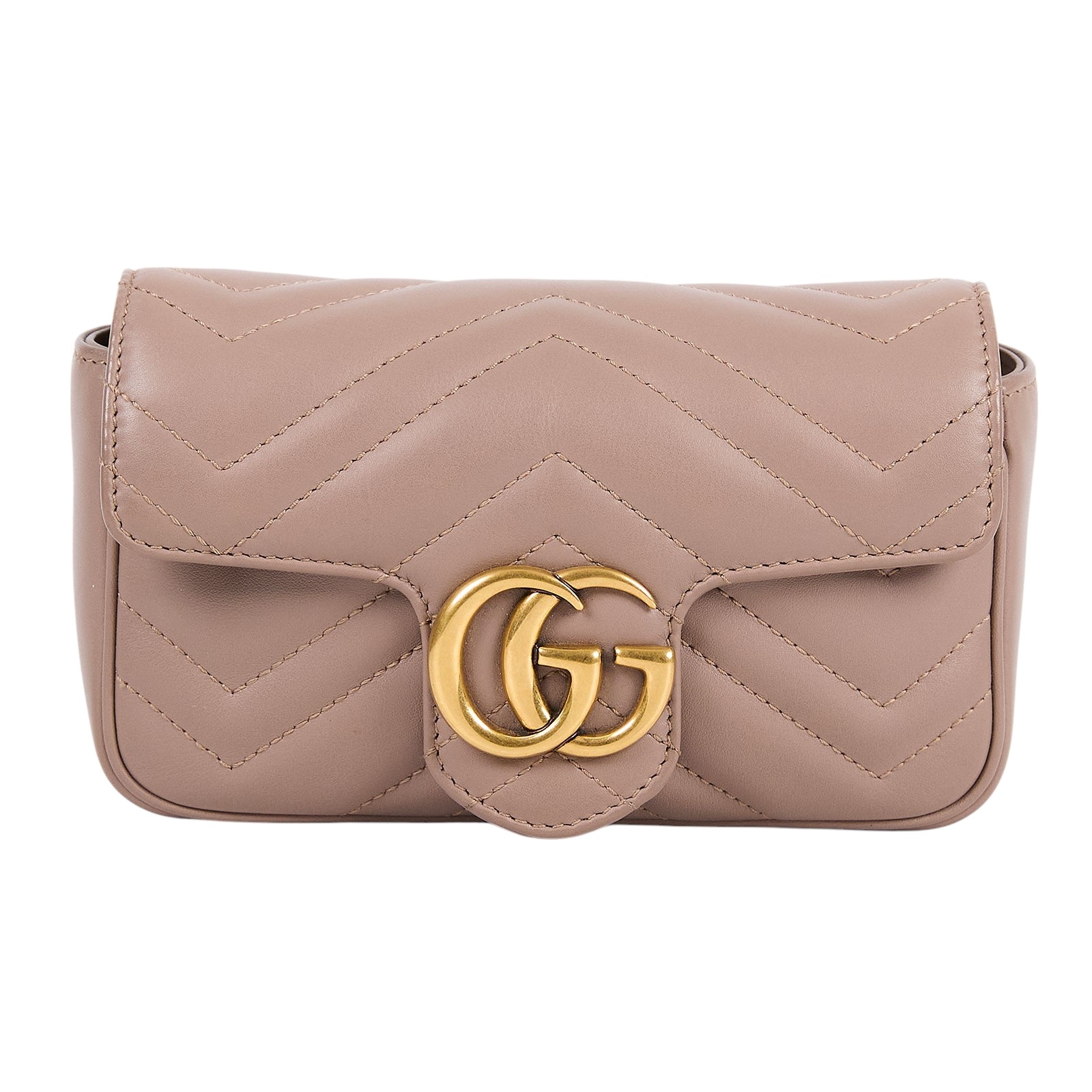 古馳 GUCCI GG Mormont 絎縫 超迷你袋 476433 藕粉MARMONT MINI 無附屬品