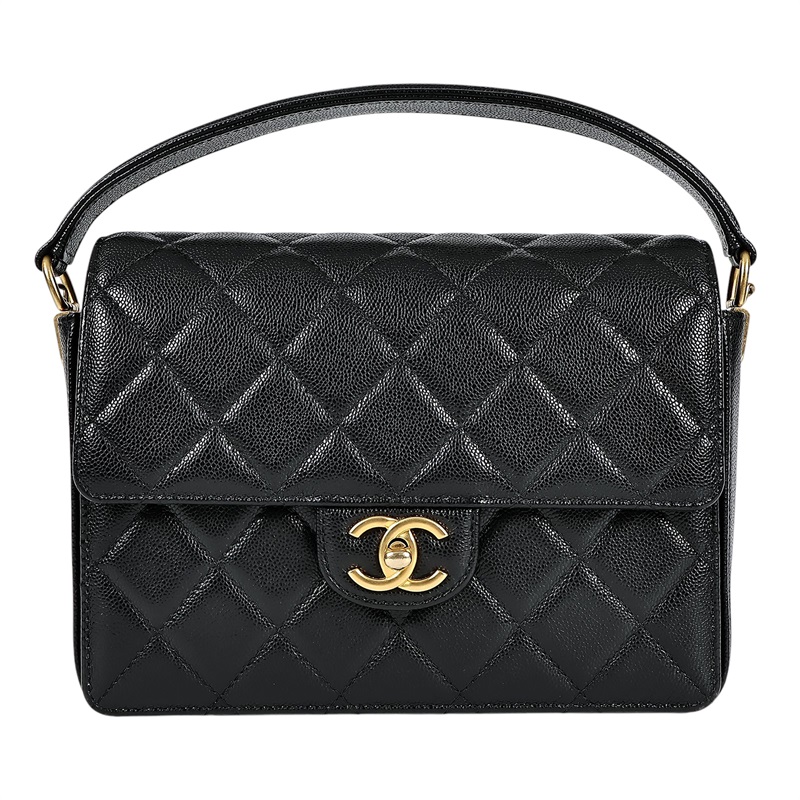 香奈兒 CHANEL Top Handle 手提 肩背 口蓋包 AS5166 晶片款 黑荔枝掀蓋2WAY包 原廠盒子/防塵袋/購買證明正本