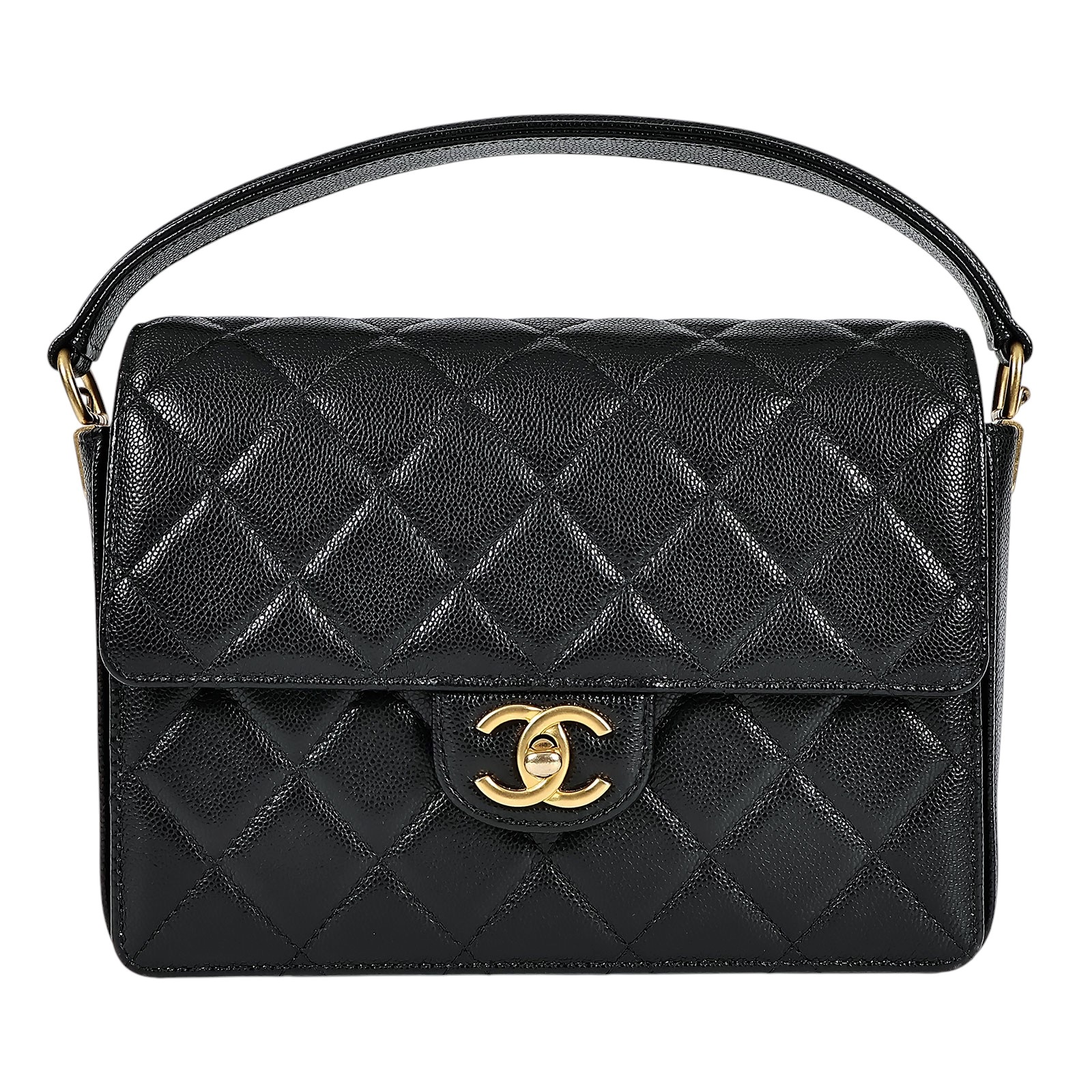 香奈兒 CHANEL Top Handle 手提 肩背 口蓋包 AS5166 晶片款 黑荔枝掀蓋2WAY包 原廠盒子/防塵袋/購買證明正本