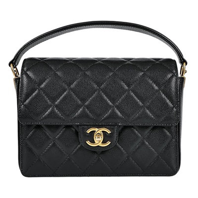 香奈兒 CHANEL Top Handle 手提 肩背 口蓋包 AS5166 晶片款 黑荔枝掀蓋2WAY包 原廠盒子/防塵袋/購買證明正本