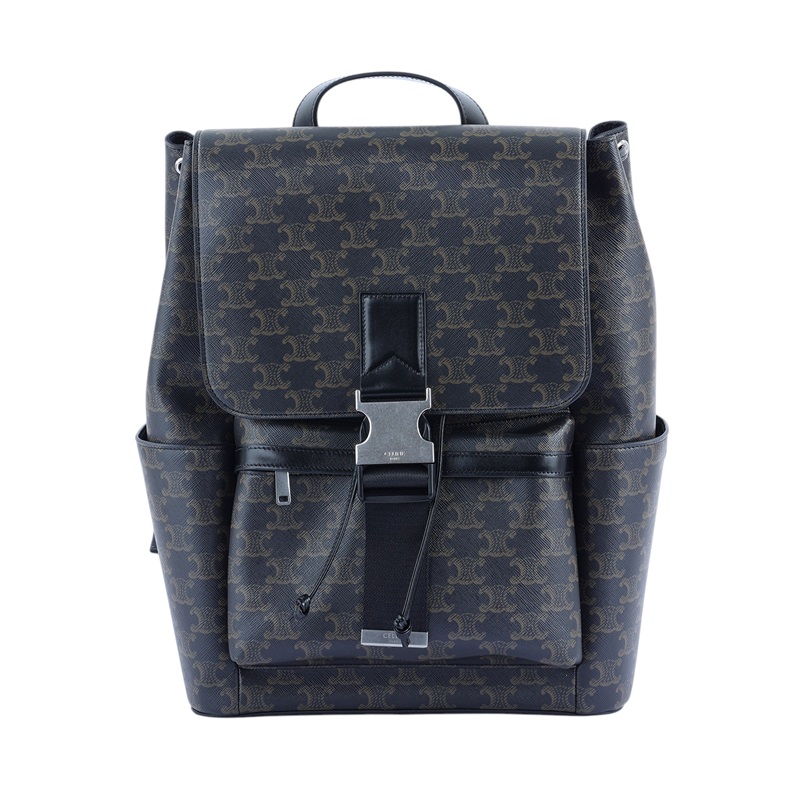 思琳 CELINE 背包 標誌印花 牛皮革 120812GL7 黑凱旋門後背包 防塵袋