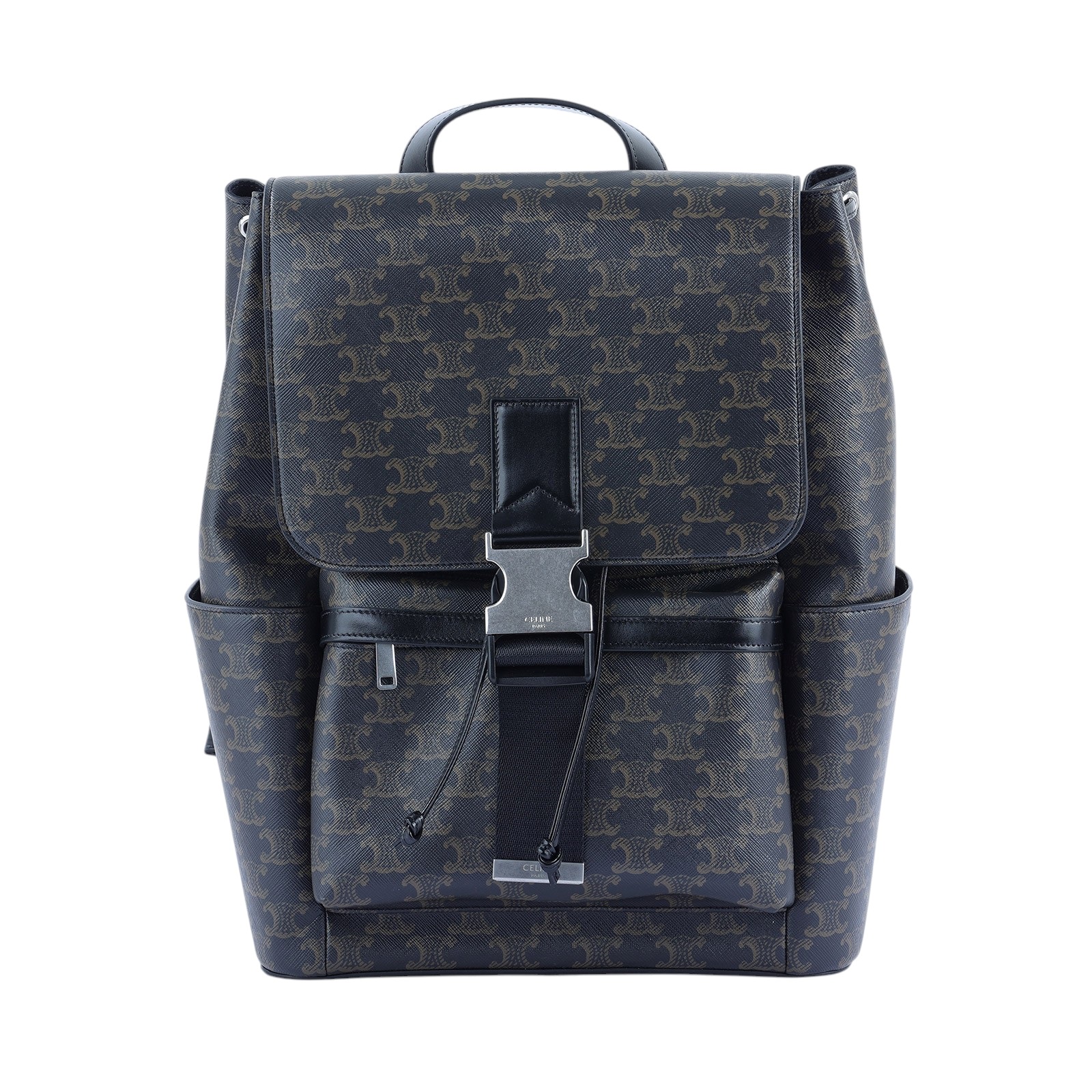 思琳 CELINE 背包 標誌印花 牛皮革 120812GL7 黑凱旋門後背包 防塵袋