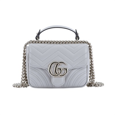 古馳 GUCCI GG Marmont 迷你 手提包 811238 灰MARMONT 迷你提把 2WAY 原廠盒子/防塵袋/購買證明正本