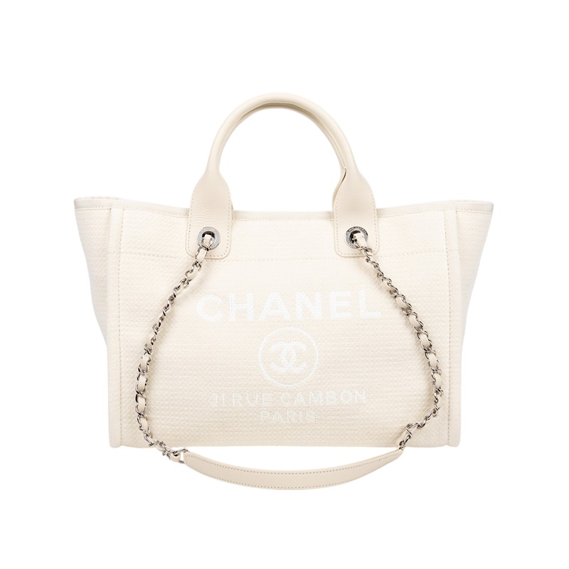 香奈兒 CHANEL 海灘包 大型 A66941 晶片款 米白DEAUVILLE沙灘包 內袋/防塵袋