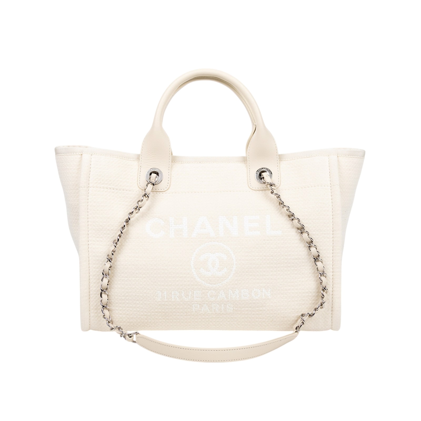 香奈兒 CHANEL 海灘包 大型 A66941 晶片款 米白DEAUVILLE沙灘包 內袋/防塵袋