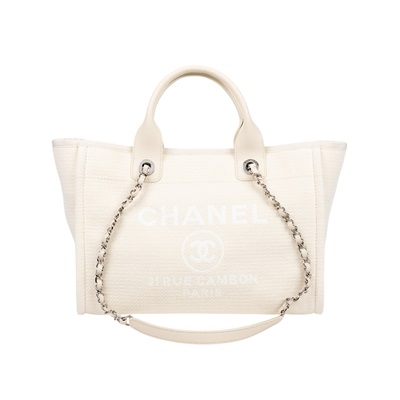 香奈兒 CHANEL 海灘包 大型 A66941 晶片款 米白DEAUVILLE沙灘包 內袋/防塵袋