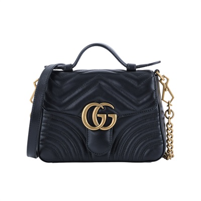 古馳 GUCCI GG Marmont 迷你 肩背 手挽袋 547260 黑MARMONT HANDLE小號 購買證明正本/防塵袋