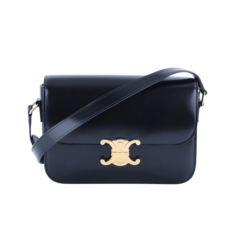 思琳 CELINE 亮面牛皮革 Classique Triomphe 凱旋門 肩背包 187363BF4 黑凱旋門TEEN TRIOMPHE 防塵袋