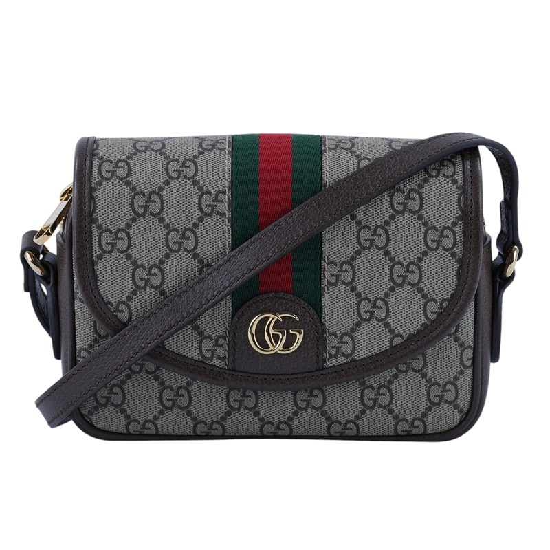 古馳 GUCCI ophidia 拉鍊 迷你 翻蓋包 米色 烏木色 772239 FACUJ  原廠盒子/防塵袋