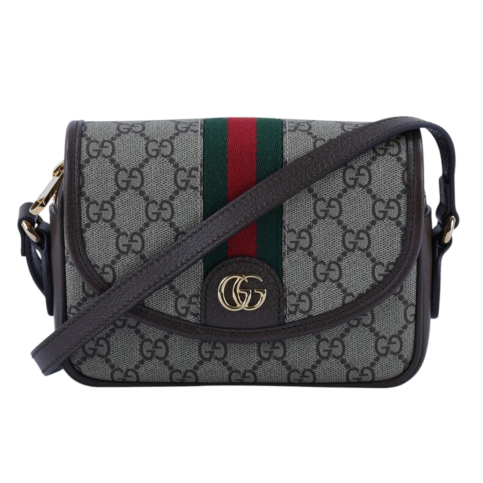 古馳 GUCCI ophidia 拉鍊 迷你 翻蓋包 米色 烏木色 772239 FACUJ  原廠盒子/防塵袋