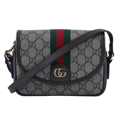 古馳 GUCCI ophidia 拉鍊 迷你 翻蓋包 米色 烏木色 772239 FACUJ  原廠盒子/防塵袋