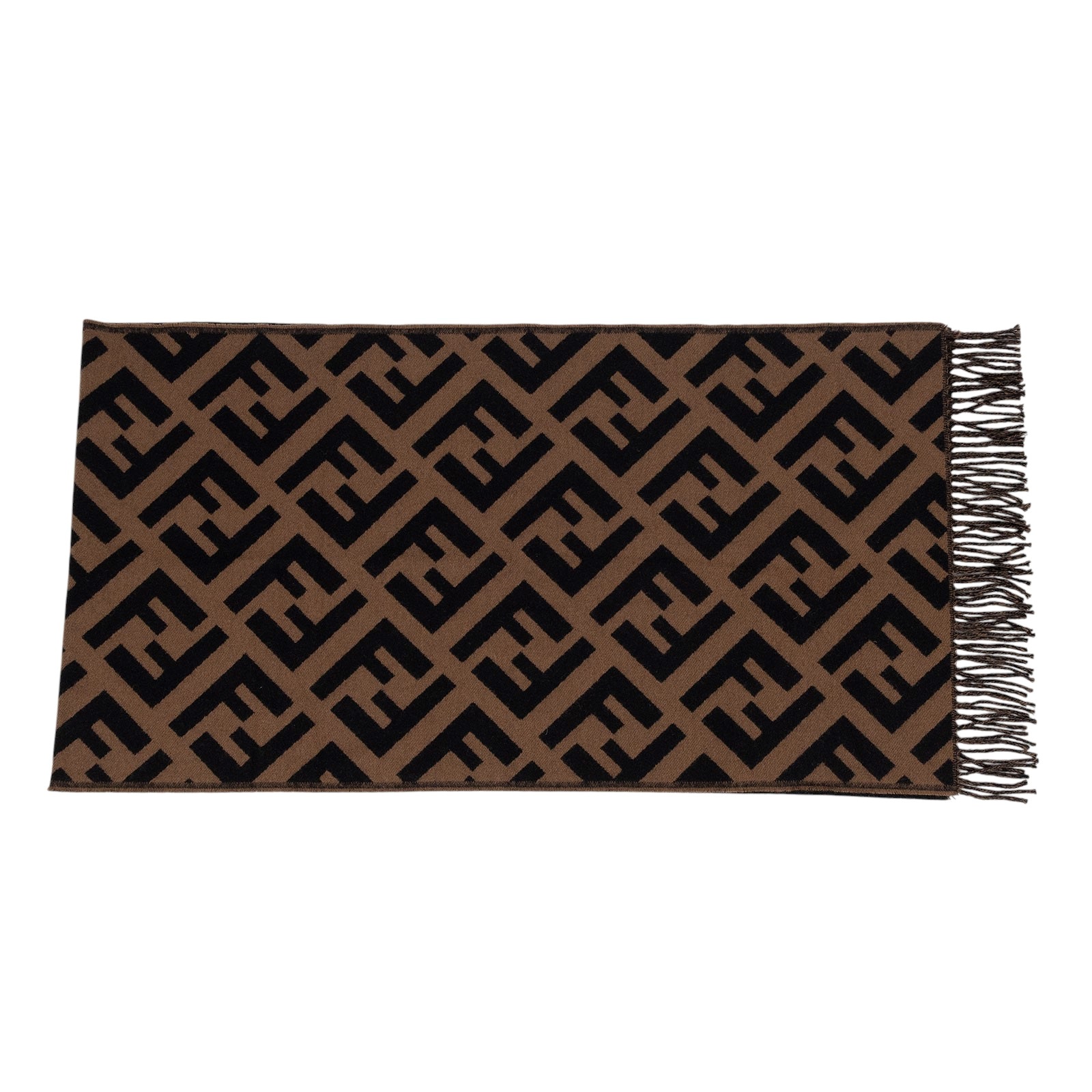 芬迪 FENDI FF 棕色羊絨 圍巾 FXT260A8RSF0QE1 咖FF圍巾 無附屬品