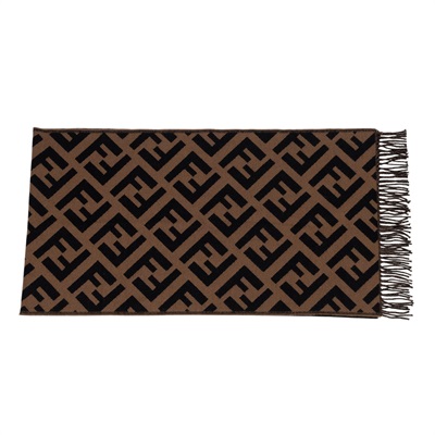 芬迪 FENDI FF 棕色羊絨 圍巾 FXT260A8RSF0QE1 咖FF圍巾 無附屬品