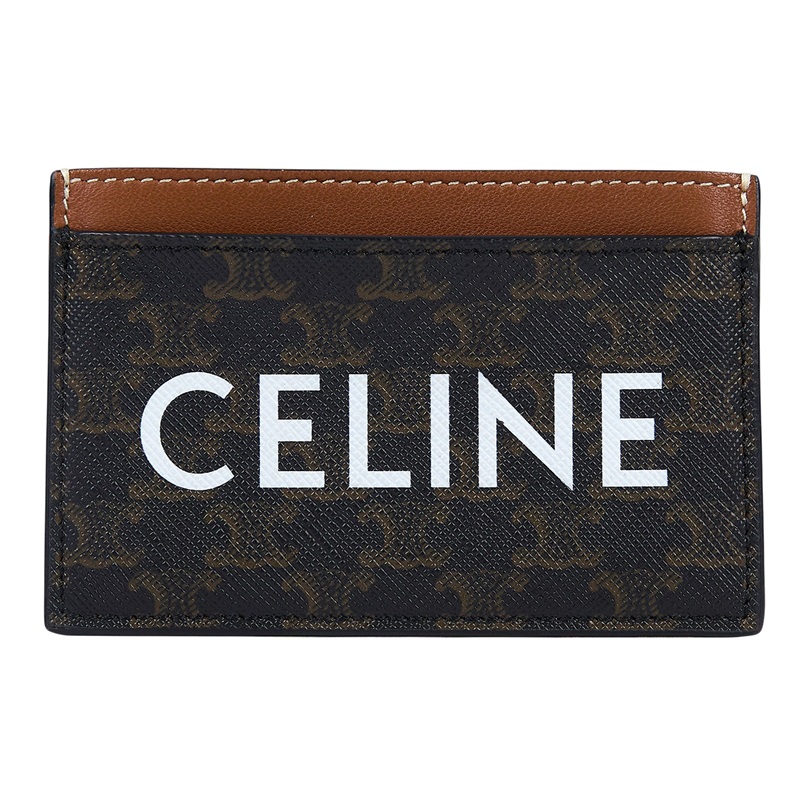 思琳 CELINE 印花卡片套 10B702CLY 黃褐色白LOGO凱旋門卡夾 原廠盒子