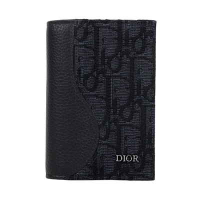 迪奧 CHRISTIAN DIOR Saddle 直式對折 卡夾 2ADCH169YKS 黑SADDLE 帆布拚皮革卡包 原廠盒子/防塵袋