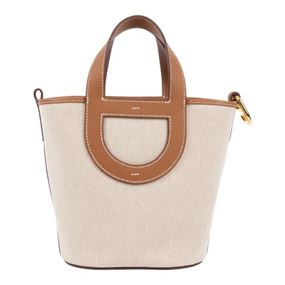 愛馬仕 Hermes In The Loop 18  豬鼻 菜籃子包 金色五金 棕色 米色 H085690CCAC /WMN007KD  防塵袋/購買證明影本