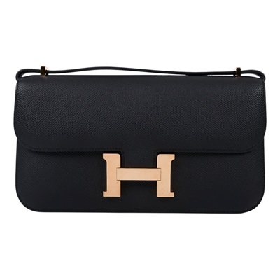 愛馬仕 Hermes Constance 24 Elan 康康包 玫瑰金扣 黑色 H085425CD89 /KPI565MS  防塵袋/背帶/購買證明影本/鏡子