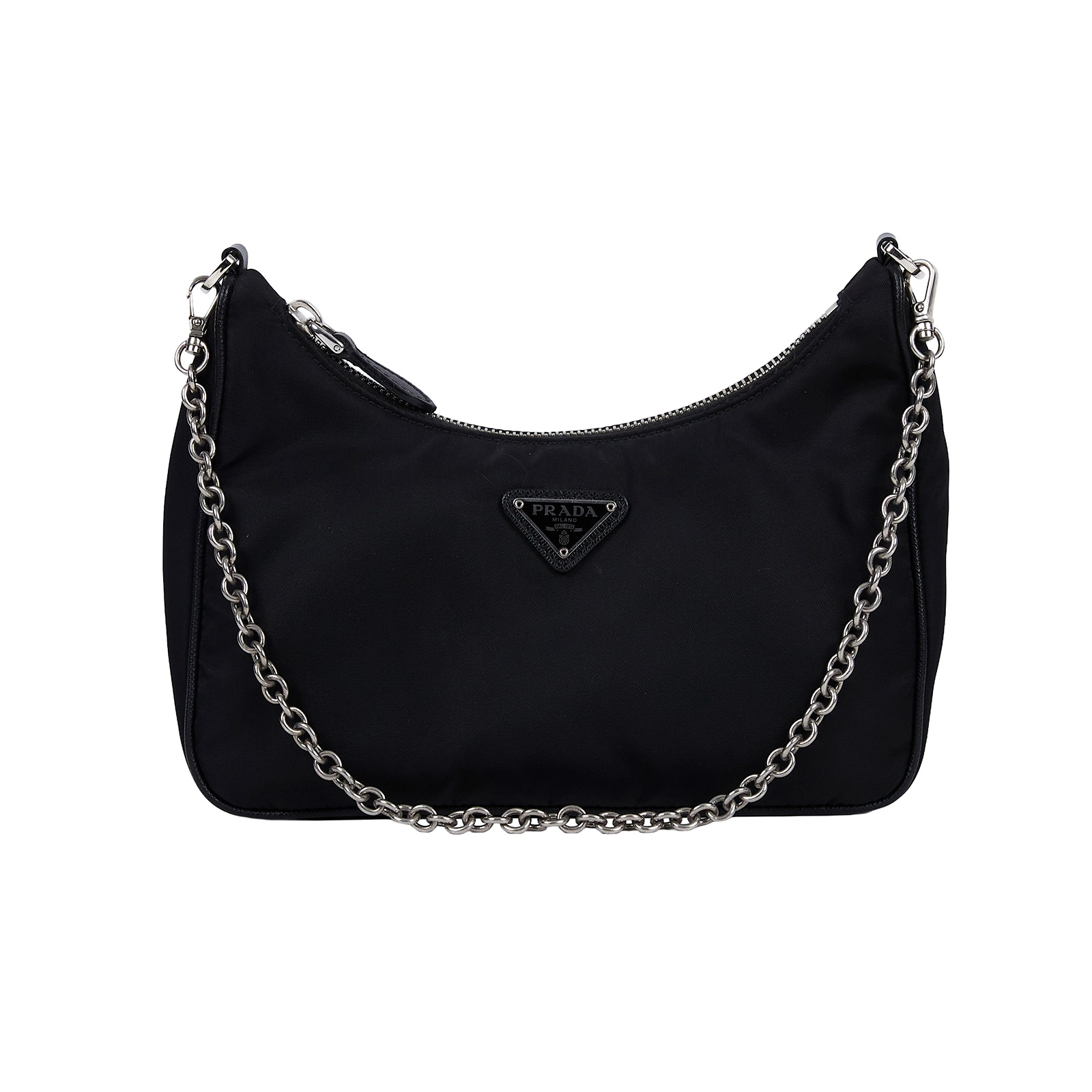 普拉達 PRADA Re-Edition 2005 Re-Nylon 手袋 1BH204_R064 黑銀三合一尼龍肩背包 無附屬品