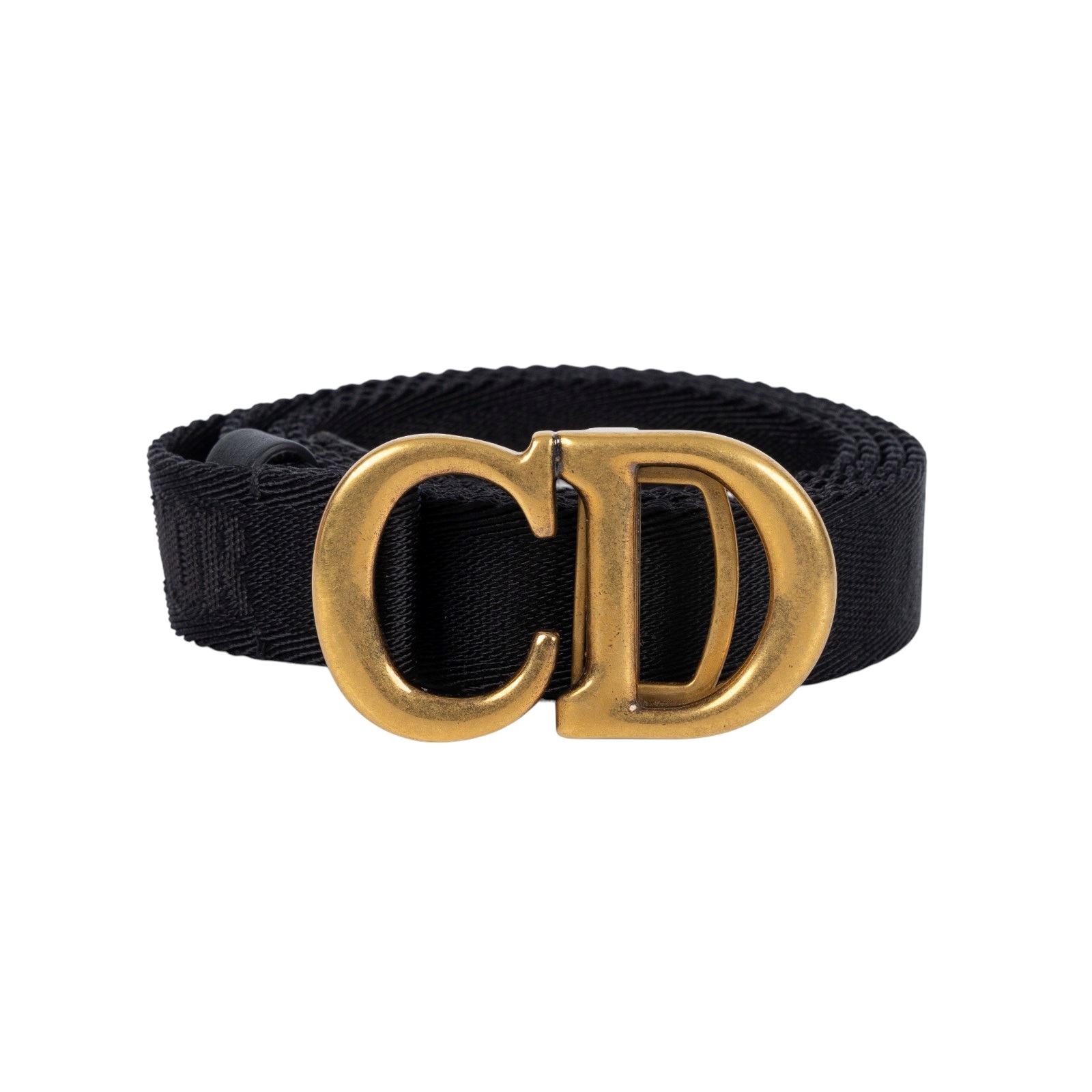 迪奧 CHRISTIAN DIOR CD Saddle 腰帶 0WBM11BLTA CD黑尼龍腰帶 原廠盒子/防塵袋