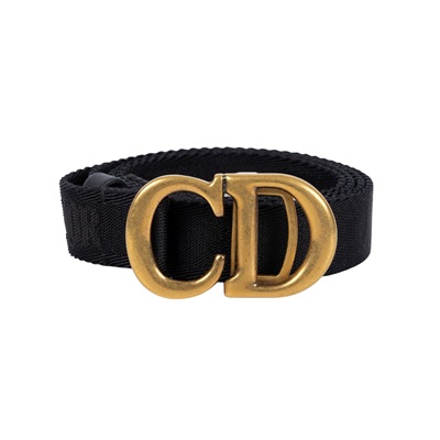 迪奧 CHRISTIAN DIOR CD Saddle 腰帶 0WBM11BLTA CD黑尼龍腰帶 原廠盒子/防塵袋