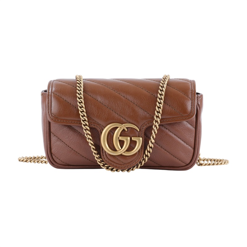 古馳 GUCCI GG Mormont 絎縫 超迷你袋 476433 DTDCT 焦糖MARMONT MINI 無附屬品
