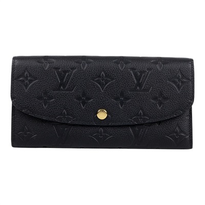 路易威登 LOUIS VUITTON Emilie 錢包 長夾 壓花牛皮 黑色 M62369 晶片款 黑壓紋EMILIE掀蓋長夾 原廠盒子/防塵袋