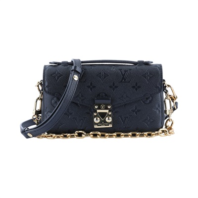 路易威登 LOUIS VUITTON Pochette Métis East West 鏈條 郵差包 腋下單肩包 黑色 M46595 晶片款  背帶x2