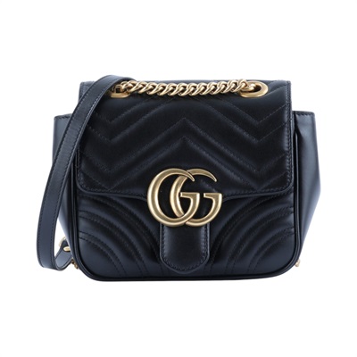 古馳 GUCCI Marmont 方胖子 肩背包 739682 AABZC 黑MARMONT山型紋側背包 防塵袋/原廠盒子