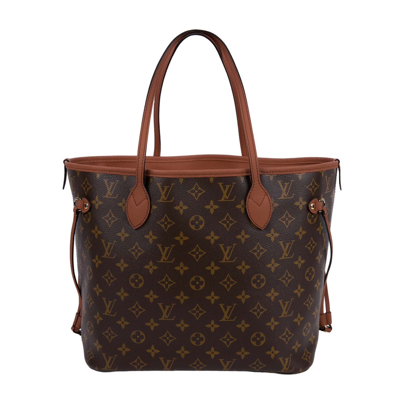 路易威登 LOUIS VUITTON Neverfull Inside Out MM 老花 牛皮 肩背包 雙面 棕褐色 M12061 晶片款  原廠盒子/防塵袋/購買證明影本/內袋