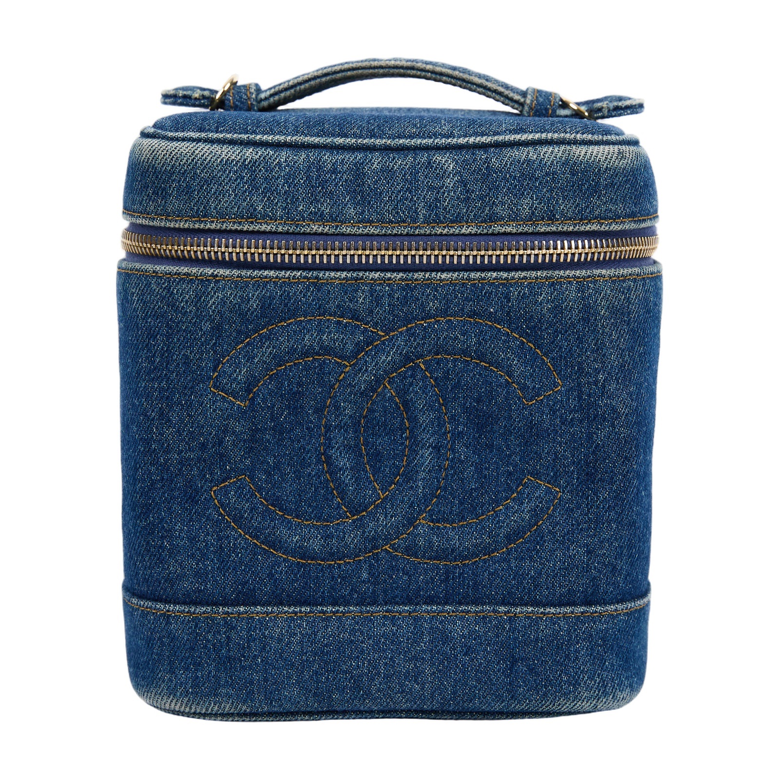 香奈兒 CHANEL Vanity Case 手提 化妝箱 A01998 4開丹寧牛仔VINTAGE VANITY CASE 原廠盒子/保證卡