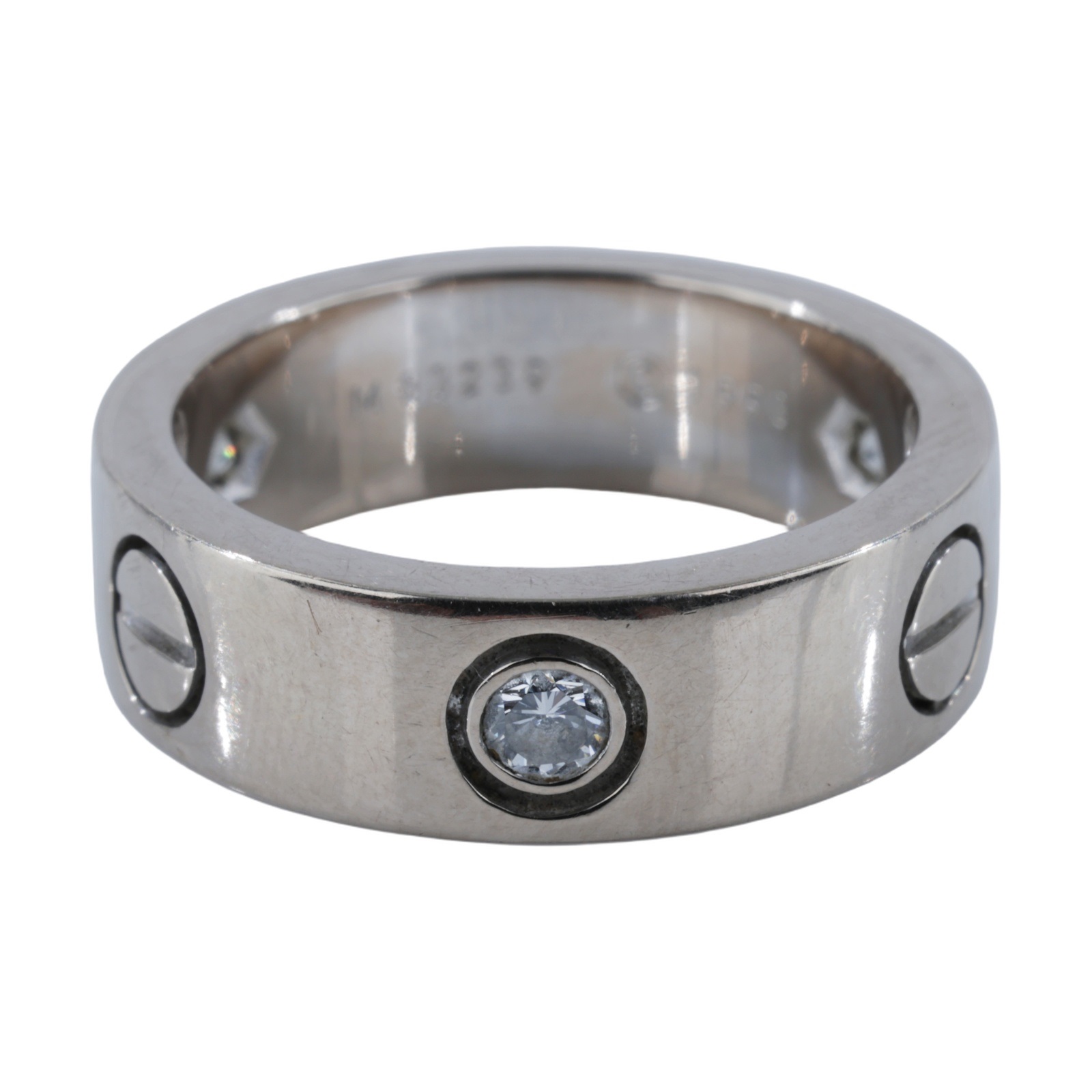 卡地亞 CARTIER Love 戒指 經典款 三顆鑽石 B4032549 WG LOVE 3P戒指#49 原廠盒子x2/保書