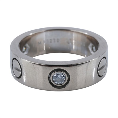 卡地亞 CARTIER Love 戒指 經典款 三顆鑽石 B4032549 WG LOVE 3P戒指#49 原廠盒子x2/保書
