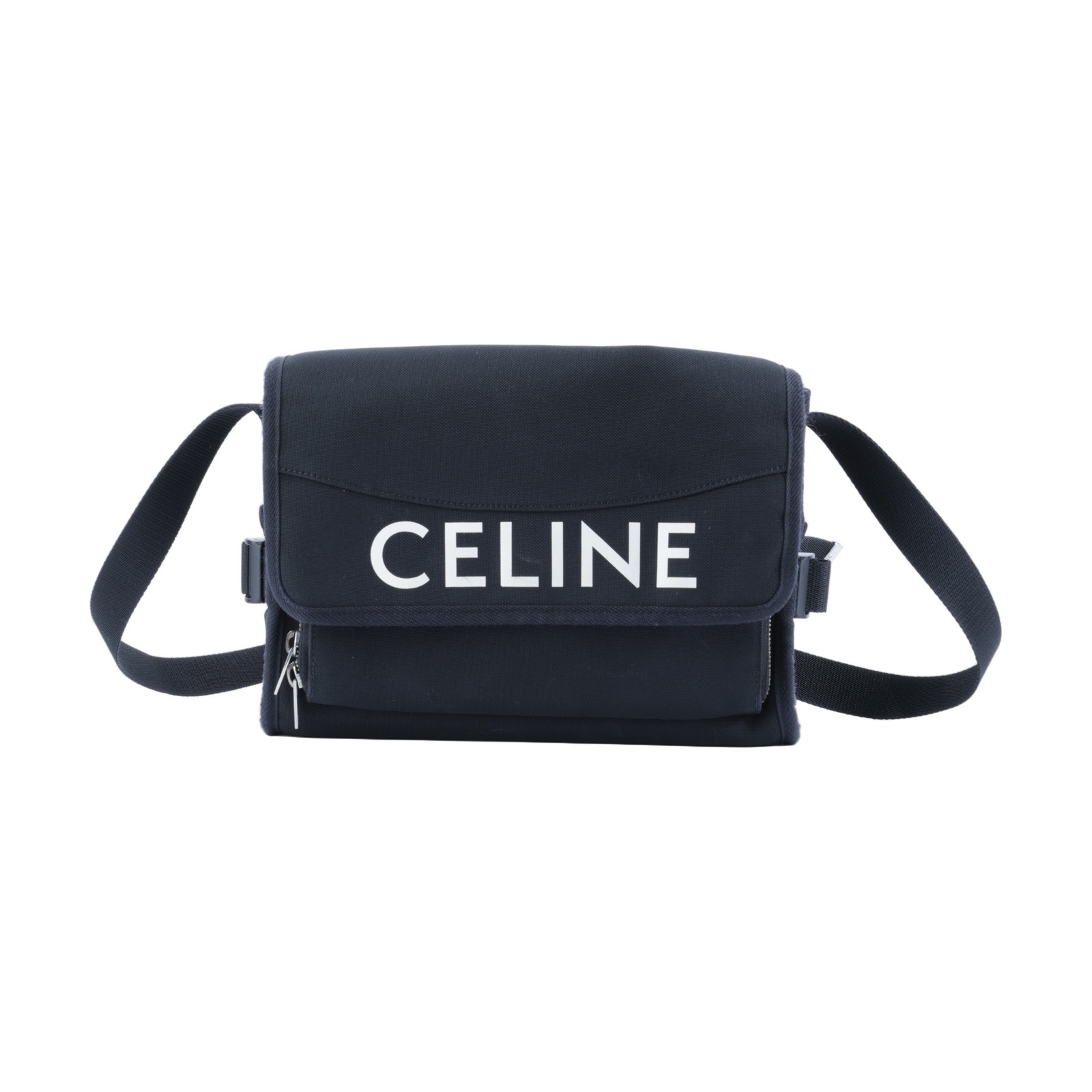 思琳 CELINE 小型郵差包 110062DMT 黑LOGO帆布肩背包 防塵袋