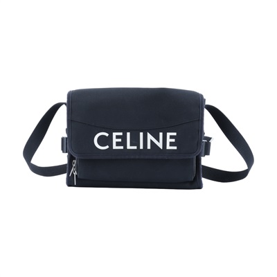 思琳 CELINE 小型郵差包 110062DMT 黑LOGO帆布肩背包 防塵袋