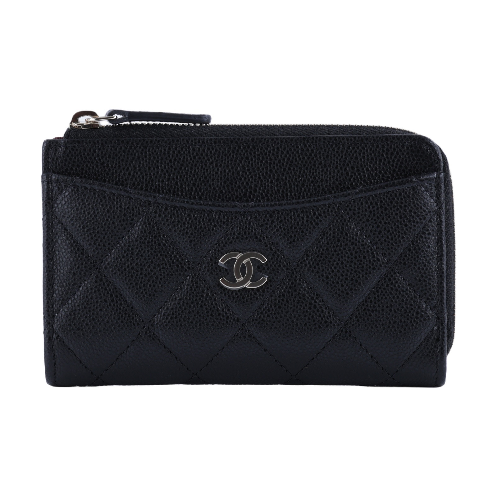 香奈兒 CHANEL CC logo 菱格紋 拉鍊 卡夾 零錢包 AP3179 晶片款 黑荔枝L拉鍊卡包 防塵袋/原廠盒子