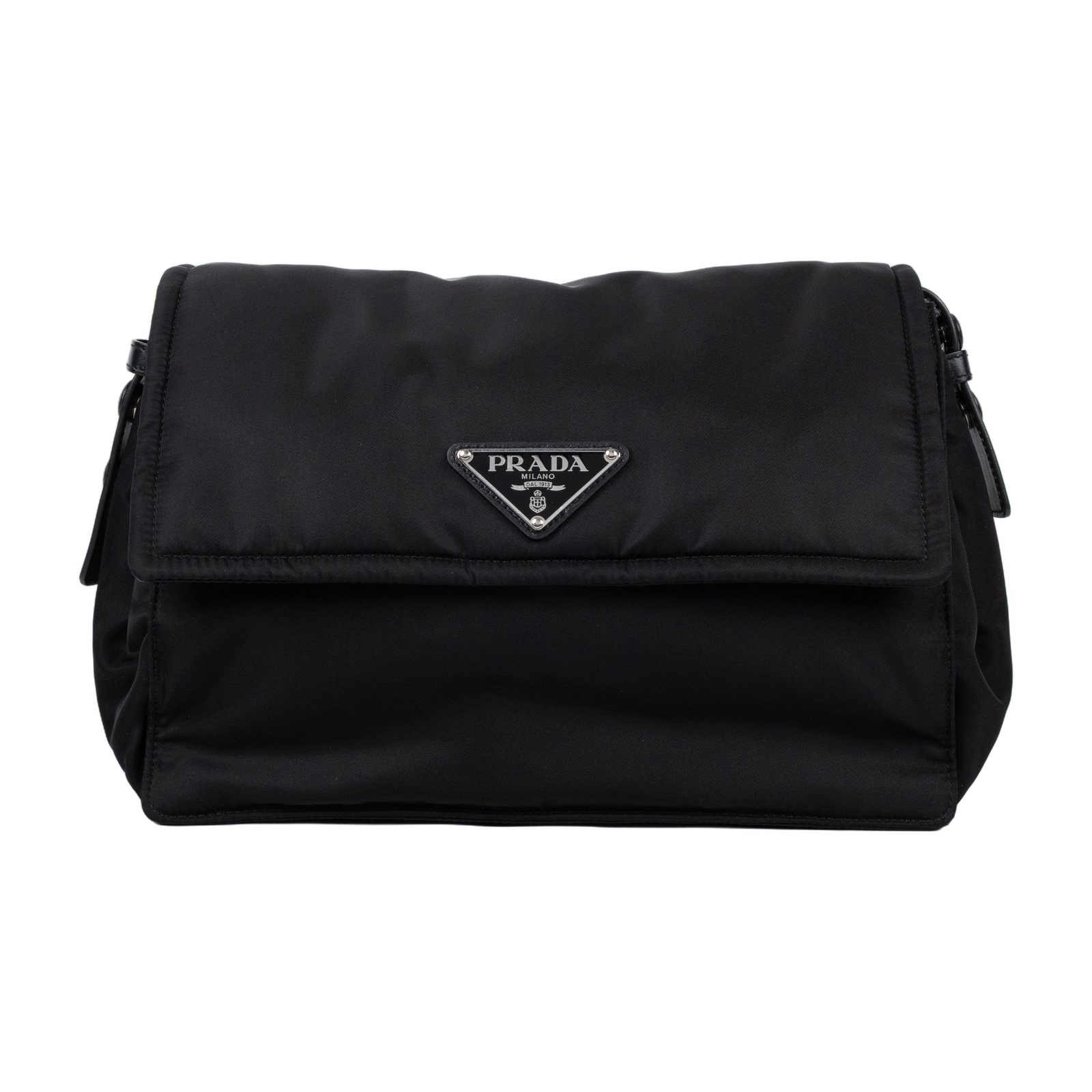 普拉達 PRADA Re-Nylon 夾棉 肩背袋 中型  1BD255_RDLN 黑尼龍郵差包 無附屬品