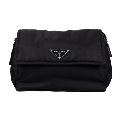 普拉達 PRADA Re-Nylon 夾棉 肩背袋 中型  1BD255_RDLN 黑尼龍郵差包 無附屬品