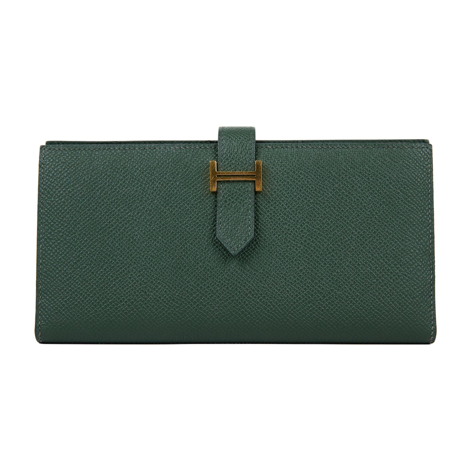 愛馬仕 Hermes Bearn Soufflet 長夾 金色五金 英國綠色 H039785CC2Q B SN 011 YI  原廠盒子/購買證明正本