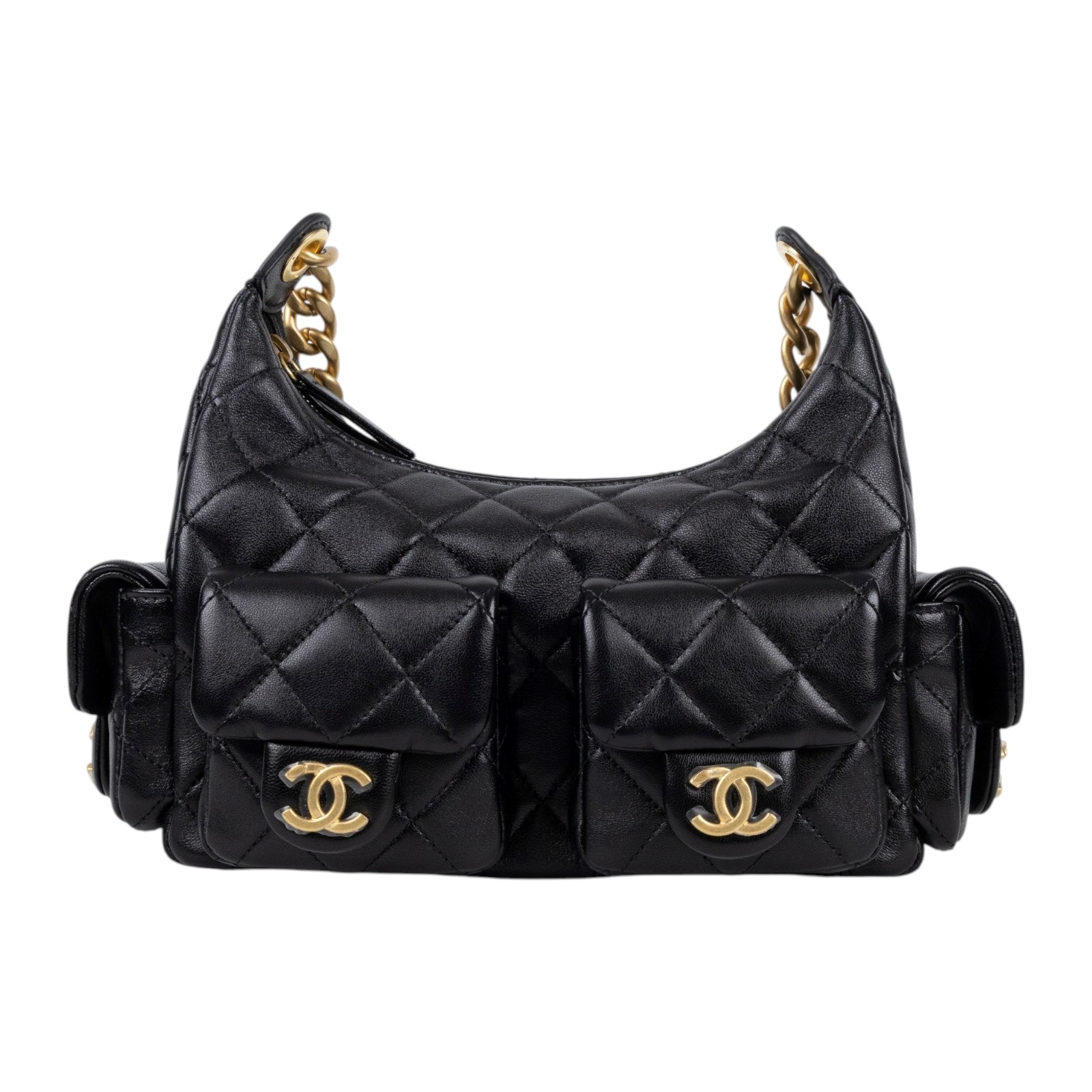 香奈兒 CHANEL 流浪包 AS5339 B18791 晶片款 黑金羊HOBO 原廠盒子/防塵袋/購買證明正本