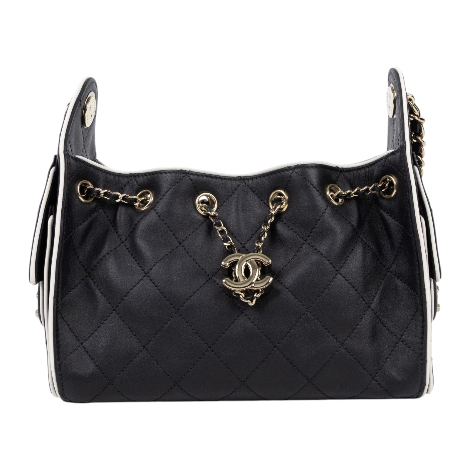 香奈兒 CHANEL 25 迷你包 AS5631 B24123 晶片款 黑銀白邊25包 MINI 原廠盒子/防塵袋/購買證明影本
