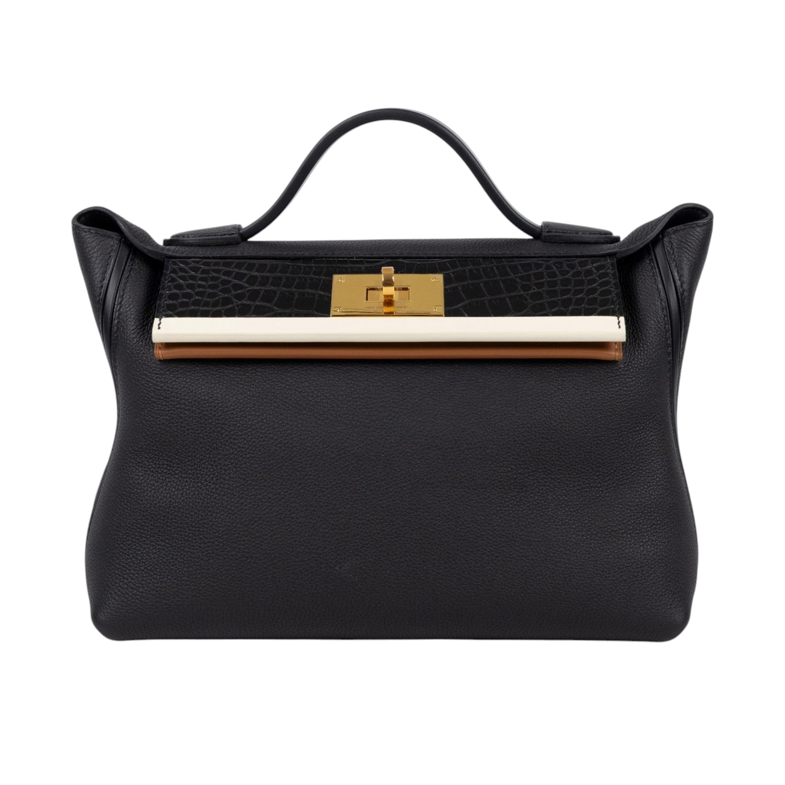 愛馬仕 Hermes 24/24 29 手提包 金色五金 黑色 奶油白色 H080160CCAE /ZAS508 NB  原廠盒子/防塵袋/背帶/瀕臨絕種野生動植物國際貿易公約影本