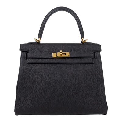愛馬仕 Hermes Kelly Bag 凱莉包 25 黑色 金色五金 H044624CC89 /CCT474 KF  原廠盒子/防塵袋/背帶/鎖組/購買證明影本/雨衣