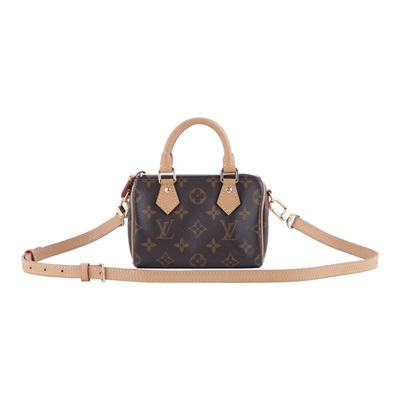 路易威登 LOUIS VUITTON Nano Speedy 原花 手提 肩背包 M81085 原花NANO SPEEDY 原廠盒子/防塵袋/背帶/購買證明
