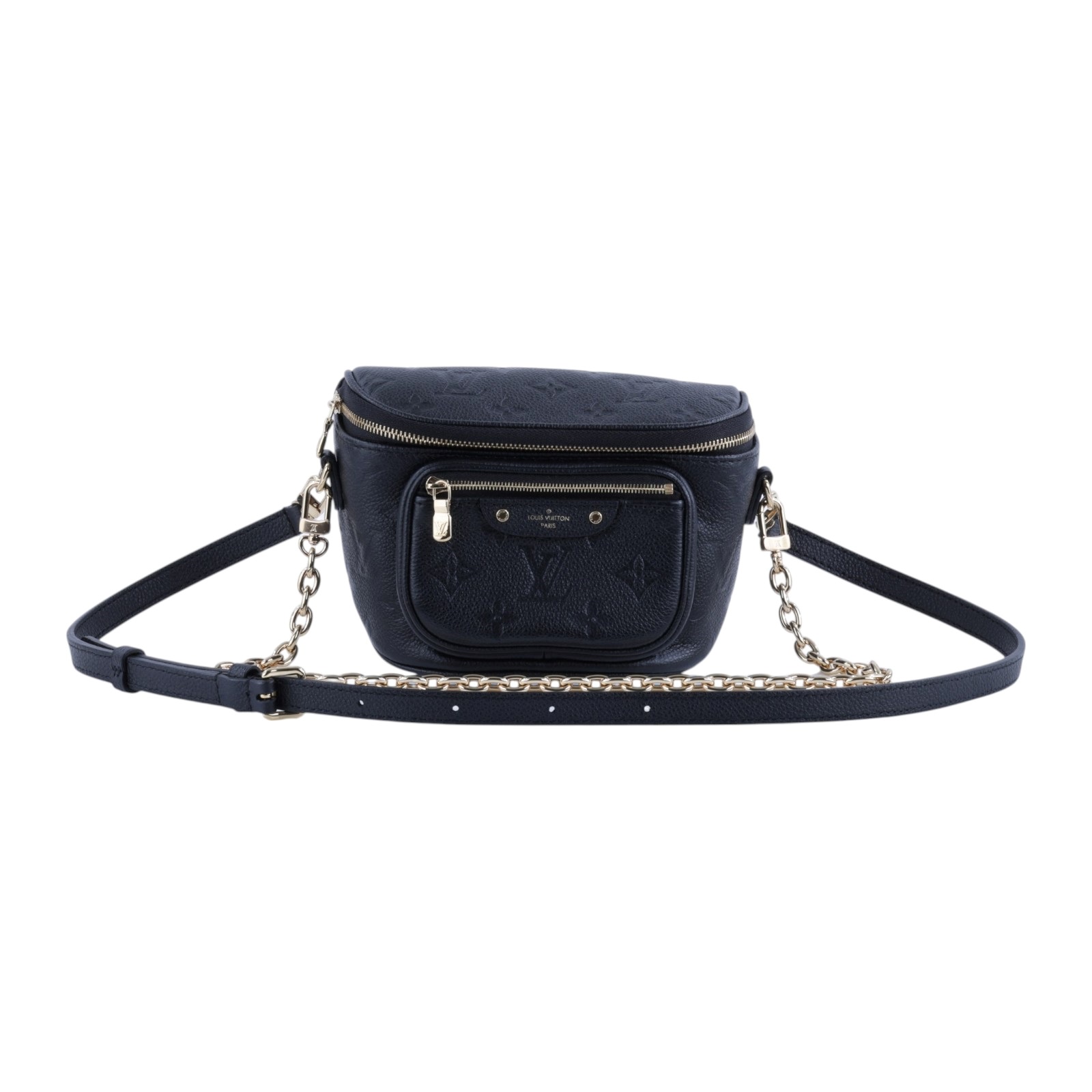 路易威登 LOUIS VUITTON Mini Bumbag 腰包 M46917 晶片款 黑壓紋MINI BUMBAG 防塵袋/背帶2/購買證明正本