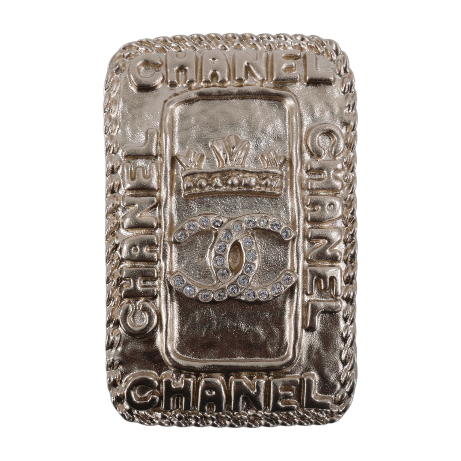 香奈兒 CHANEL 胸針 飾品 G21A 金色鐵牌造型胸針 原廠盒子/防塵袋
