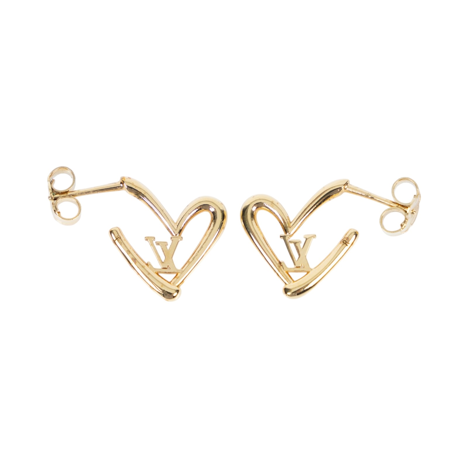 路易威登 LOUIS VUITTON Fall in Love Earrings PM 耳釘 M00463 金色愛心耳環 原廠盒子/防塵袋/購買證明影本