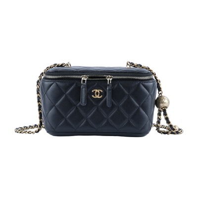 香奈兒 CHANEL CC LOGO 化妝盒 化妝箱 斜背包 Vanity Case AP2303 晶片款 黑金金球化妝盒 原廠盒子/防塵袋