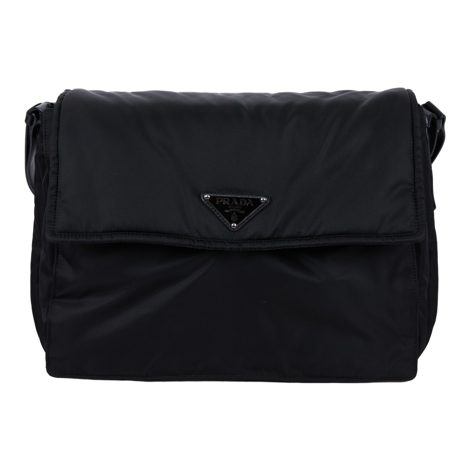 普拉達 PRADA Re-Nylon 夾棉 肩背袋 大型 1BD256_RDLN 黑尼龍郵差包 無附屬品